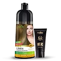 Hair Color Shampoo for Gray Hair Linen 500 ML + Hair Color Cream for Gray Hair Coverage