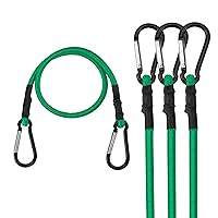 WORKPRO 24 Inch Bungee Cord with Aluminum Alloy Hook, 4 Pack Superior Rubber Heavy Duty Straps Strong Elastic Rope for Outdoor Tent, Luggage Rack, Camping, Cargo, Bike, Transporting, Storage, Green