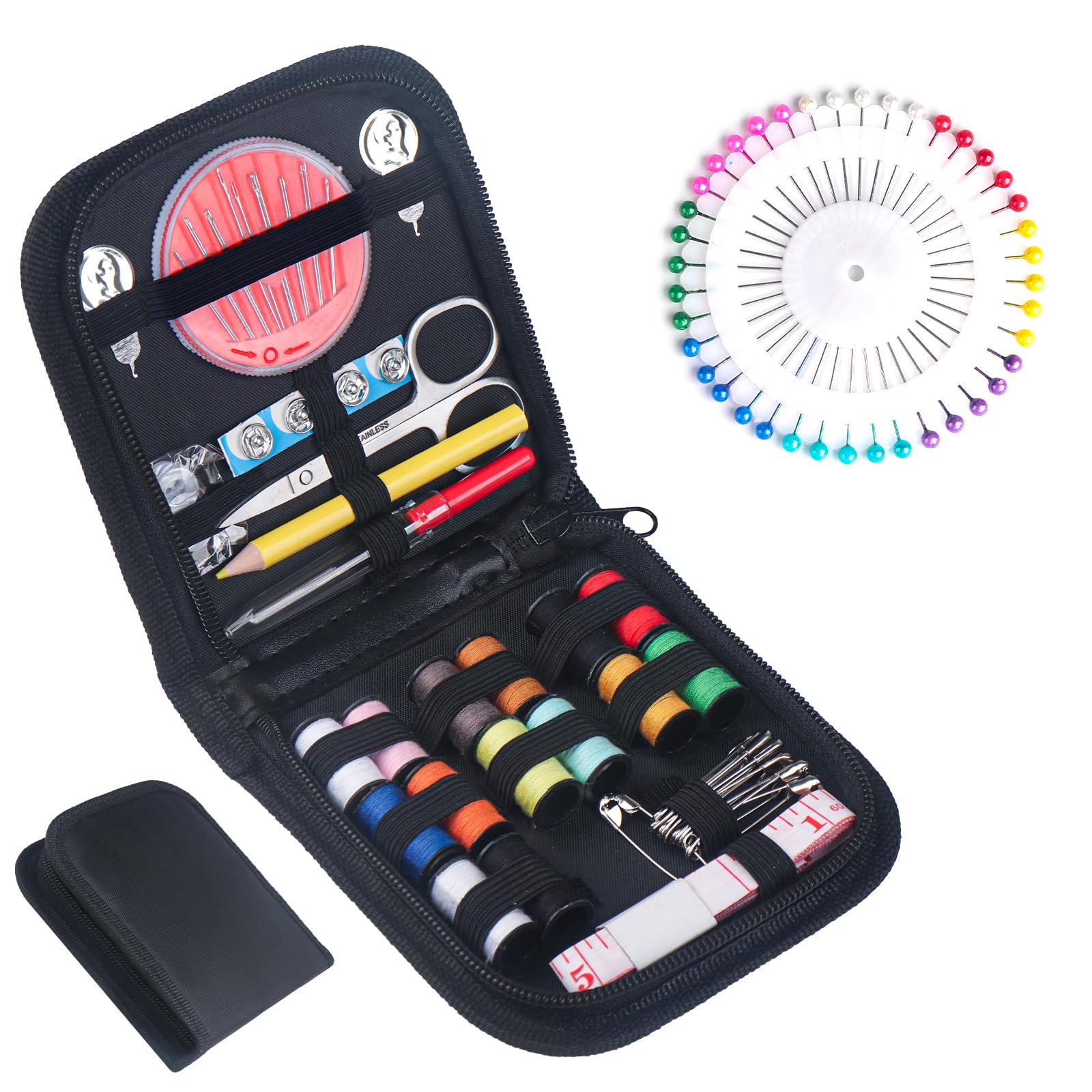 JANREAY Sewing Kit with 94 Sewing Accessories, Sewing Kit Travel Sewing Accessories for Beginners, Yarn Rolls, Sewing Needles, Yarn, Thimble, Tape Measure etc