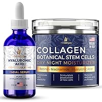 Hyaluronic Acid for Face - 100% Pure Medical Quality Clinical Strength Formula - InstaSkincare Advanced Collagen Botanical Stem Cells Cream for Skin