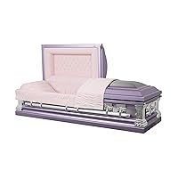 Overnight Caskets Lincoln Funeral Casket Lilac with Pink Velvet Interior - Premium 18 Gauge Metal