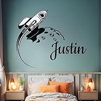 Custom Name Rocket Wall Decor I Space Decor for Boys Room I Decal for Outer Space Room Decor I Cool Decor for Room or Bedroom I Multiple Sizes and Colors for Perfect Space Gifts