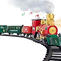 Gloween Train Set - Electric Train Toy for Boys & Girls, Railway Kit with Smoke, Sound, Light, Cargo Cars & Tracks, for 3, 4, 5, 6, 7, 8+ Year Old Kids - S1