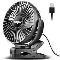 Viniper 6 inch USB Clip on Fan, Portable Small Desk Fan : 360° Rotation, 3 Speeds Wind Table Fan, Quiet Powerful for Home,Office (USB Powered Fan Not Rechargeable) - Black