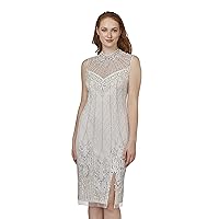 Adrianna Papell Women's Beaded Mock Neck Cocktail