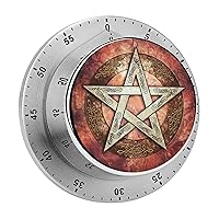 Magic Witch Pentagram Baphomet 60 Minute Timer Stainless Steel Wind Up Magnetic Timer Time Management for Cooking Kitchen