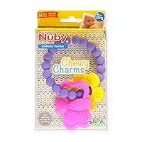 Nuby Chewy Charms Silicone Teether with Coral Unicorn, 1 Count (Pack of 1)