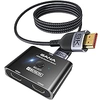 GANA HDMI 2.1 Switch, Ultra HD 8K Bi-Directional HDMI Splitter Switcher Support 4K@120Hz, 8K@60Hz【with 4.9FT HDMI Cable】, Aluminum HDMI Selector for PS5/PS4, Xbox, Roku, TV, Fire Stick (Black)