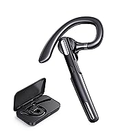 Bluetooth Headset, Wireless Earpiece with Noise Cancelling Microphone for Driving, Single Ear Headphones for Cell Phones, Computer, PC, Long Hours Talking Time for Driving, Online Meetings (Black)