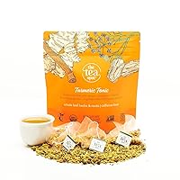 Organic Turmeric Tonic Tea | Blend of Turmeric, Ginger, Cinnamon and Herbs | Detox Elixir to Ease Inflammation & Support Joint Health| 15 tea bags