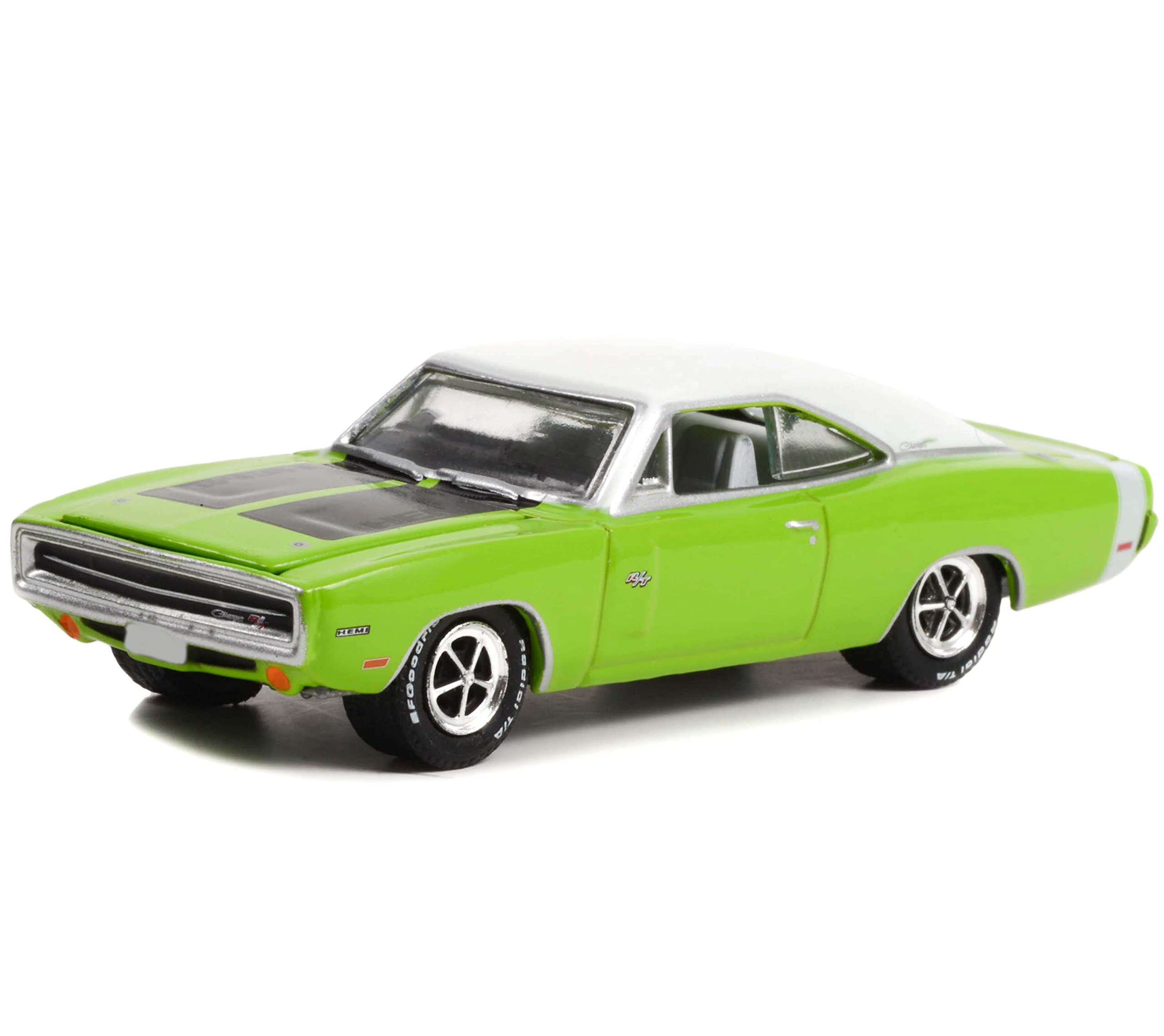 Toy Cars 1970 Charger HEMI R/T Sublime Green w/White Roof & White Tail Stripe (Lot #777) Barrett-Jackson Series 10 1/64 Diecast Model Car by Greenlight 37260 E