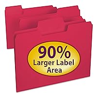 Smead SuperTab File Folder, Oversized 1/3-Cut Tab, Letter Size, Red, 100 per Box (11983)