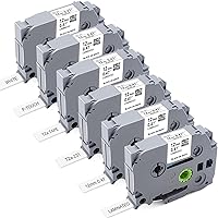 6Pack TZ/TZe Tape Replacement with Brother Label Maker Tape 12mm 0.47 Laminated White for Brother P Touch Label Tape TZe-231 with Label Maker PT-H103w H110 D210 D220 D400 1180 1280 1890 2040 8m 26.2ft