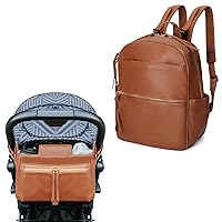 MOMINSIDE Diaper Bag Backpack, Stroller Organizer Holder with Insulated Cup Holders Leather Baby Bag with 6 Insulated Pockets for Mom Dad, Baby Registry Search