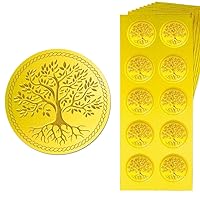 CHGCRAFT 150PCS Tree of Life Gold Foil Envelope Seal Stickers Gold Embossed Stickers Self Adhesive Sealing Stickers Medal Decoration Stickers Certification Graduation Corporate Notary Seals Envelope