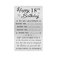 Grandson 18th Birthday Card, Happy 18 Birthday Grandson Gifts Ideas, Small Engraved Wallet Card