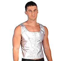 Men's Metallic PVC Leather Tank Tops Shiny T Shirt Sleeveless Party Club Crop Tee Top