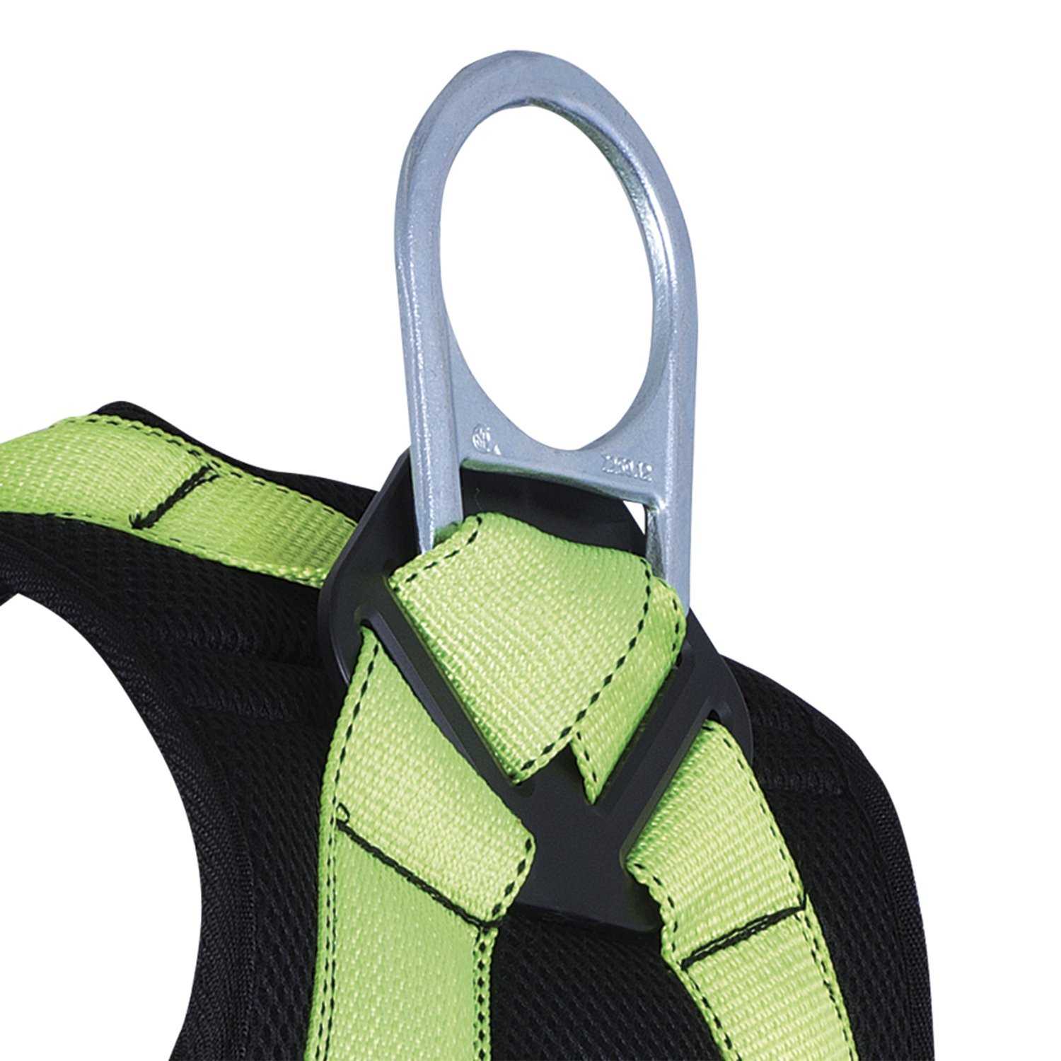 Peakworks Fall Protection Full Body Padded Safety Harness with Back Support, 5-Point Adjustment, Fall Indicator, Back D-Ring, Stab Lock Buckles, Hi Vis Green/Black, Universal Fit, V8006100, 3.5 lbs