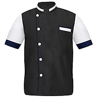 Shaped BL-55 Men's Black Chef Jacket Multi Colour in Cuff & Piping