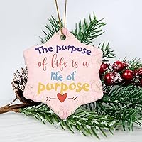 Personalized 3 Inch The Purpose of Life is A Life of Purpose White Ceramic Ornament Holiday Decoration Wedding Ornament Christmas Ornament Birthday for Home Wall Decor Souvenir.