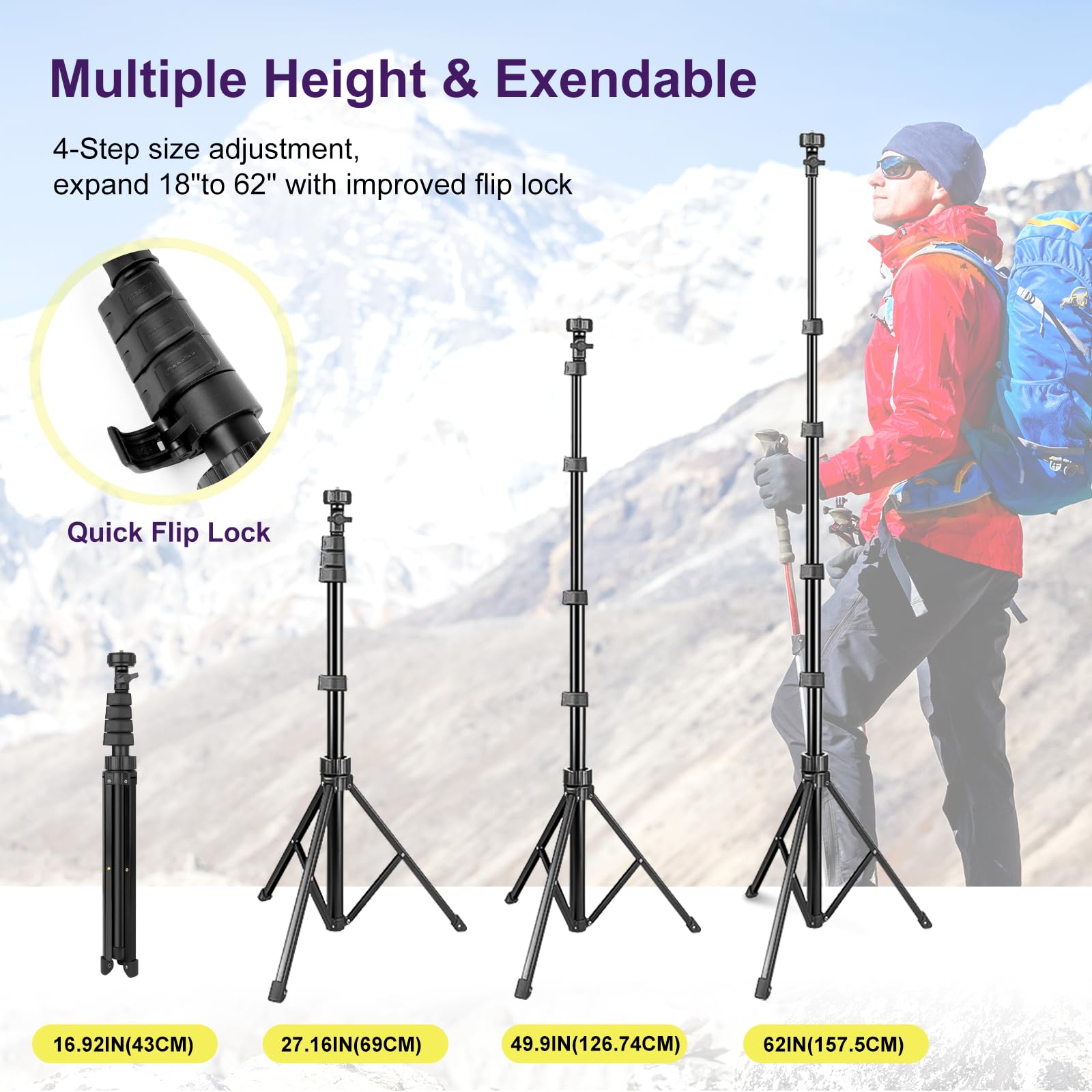 UBeesize Selfie Stick Tripod, 62