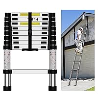 Telescoping Ladder,12.5 FT Aluminum Extension Ladder, Folding Compact Portable Anti-Slip Ladder for Attic, RV, Loft, Roof