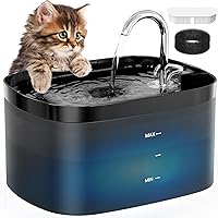 Cat Water Fountain, 84OZ/2.5L Cat Fountain, Super Silent Pet Water Fountain, Activated Carbon Filter, Translucent Pet Water Dispenser Suitable for Multiple Pets Family (Black)