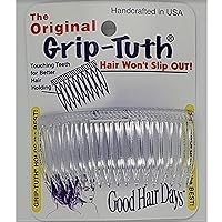 Grip-Tuth Combs - Set Of 2 Hair Side Combs - Hair Combs For All Types Of Hair - Decorative & Hair Styling Women Accessories (Clear, 3 ¼ ″ Wide)