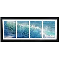 8x22 Black Collage Gallery Picture Frame with Four 5x7 Inch Openings - Wide Molding - Includes Both Attached Hanging Hardware and Desktop Easel - Display Five by Seven Photos Horizontal or Vertical