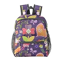 Flower Bird Heart Butterfly Personalized Kids Toddler Backpack for Boys Girls ,Custom Mini School Backpack Bags Kindergarten 10(L)*4(W)*12(H) inch