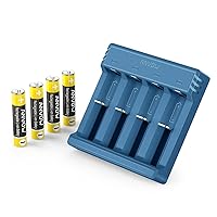 Rechargeable AAA Lithium Batteries with Charger, ANVOW 4 Pack Constant 1.5V Triple A Battery with 4 Bay Lithium Ion Battery Charger