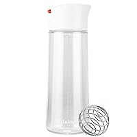 Tritan Plastic BlenderBall Whisk Leak Proof Salad Shaker Bottle for Fresh, Homemade Dressings, 2.5 Cups, White
