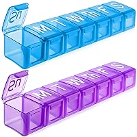 2 Pack Extra Large Weekly Pill Organizer, BPA Free Pill Box 7 Day with XL Compartment for Fish Oils, Travel Friendly Pill Case Medicine Organizer for Vitamins,Supplements