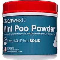 Cleanwaste Portable Mini Poo Powder Deodorizing Waste Treatment - 55 Scoops - Pee and Poop Gelling Powder for Camping, Travel, Emergencies