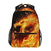 ALAZA Abstract Fire Dragon Head Backpack Purse with Multiple Pockets Name Card Personalized Travel Laptop School Book Bag, Size S/16 inch