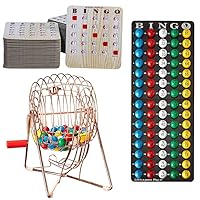 MR CHIPS 100 Finger Tip Shutter Slide Bingo Cards Plus Rose Gold Bingo Cage with Everlasting Bingo Balls and Master Board
