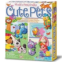 4M Mould & Paint Cute Pets from 4Mould & Paint Finest Plaster Casting Kits, Mould and Paint Adorable Plaster Fridge Magnets and Pins, Great Gifts for Family and Friends, Ages 5+,Blue,Purple,White