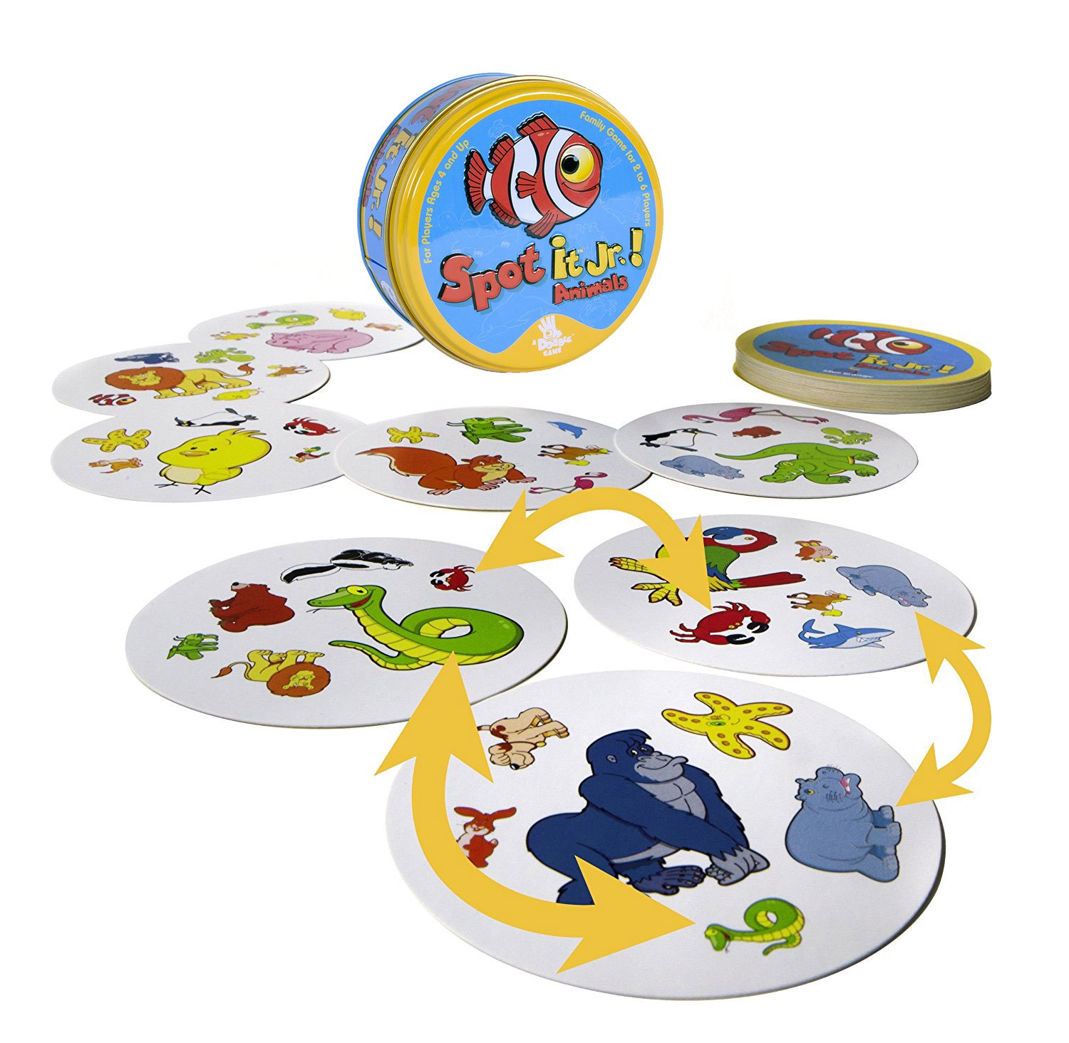 AMIGO Games AMI18002 CLACK! Kids Magnetic Stacking Game, Multicolor & Spot It! Junior Animals Card Game