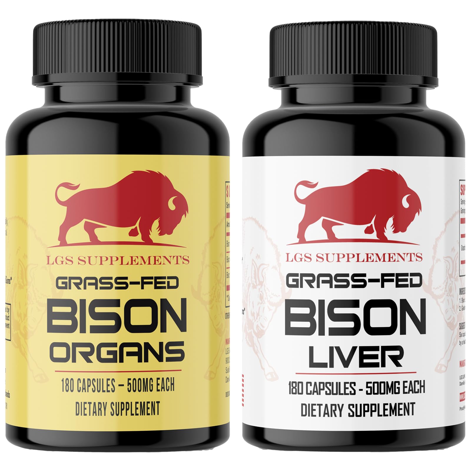 LGS Supplements Starter Pack, Grass Fed Bison Liver Capsules, Organ Capsules, Non-GMO, Supports Energy Production, Detoxification, Digestion, Immunity and Full Body Wellness