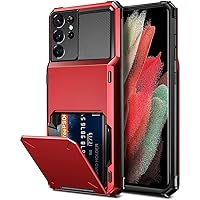 Wallet Card Slots Credit Card Holder Case for Samsung Galaxy S21 S22 Ultra S10 E S20 FE 5G Note 20 10 9 8 S7 S8 S9 Plus Case,red,for Galaxy S20 Ultra