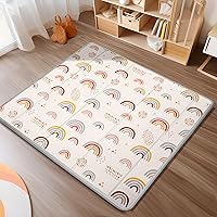 Foldable Baby Play Mat, PIGLOG Waterproof Playmats for Babies and Toddlers Kids, Safe Foam Playmat for Tummy Time, 50x50 Playpen Mat, Reversible Portable Baby Floor Mat for Infant, Toddler, Rainbow