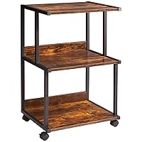 IBUYKE Printer Stand with Storage Shelf,3 Tier Printer Table with Wheels,Printer Cart for Home Office Organization, Rolling Cart Stand for Heat Press Microwave and Mini Fridge TPS001H