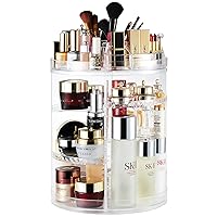 Makeup Organizer, 360 Degree Rotating Adjustable Cosmetic Storage Display Case with 8 Layers Large Capacity, Fits Jewelry, Makeup Brushes, Lipsticks and More, Clear