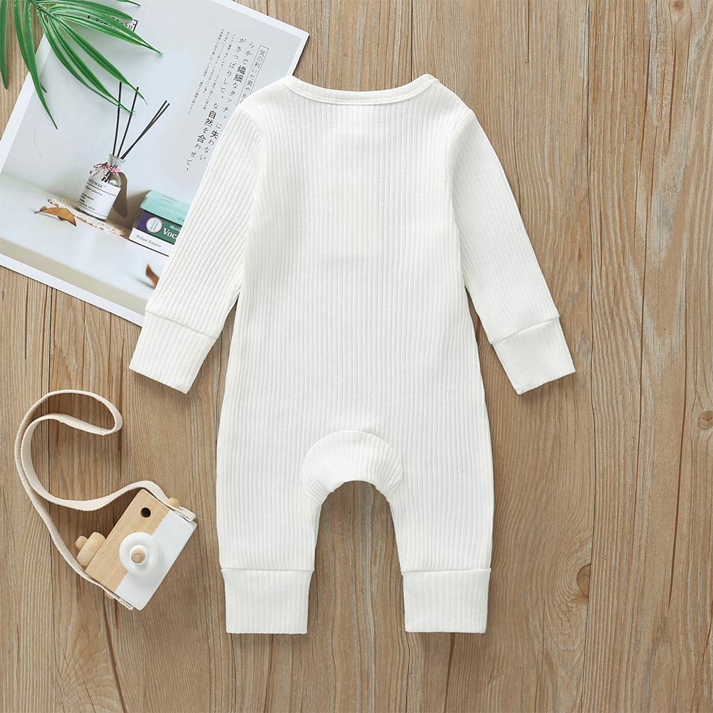 Kuriozud Newborn Infant Unisex Baby Boy Girl Button Solid Romper Bodysuit One Piece Jumpsuit Outfits Clothes