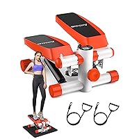 Amicus Mini Stepper for Exercise, Adjustable Pedal Height Hydraulic Stair Stepper with Resistance Bands for Home with Digital Monitor, 330lbs Weight Capacity