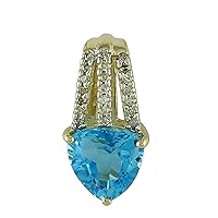 Swiss Blue Topaz Natural Gemstone Trillion Shape Pendant 10K, 14K, 18K Yellow Gold Uniqe Jewelry
