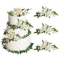 RAYNAG 3 Pieces Wedding Flower Cake Topper Wedding Cake Decorations Engagement Cake Topper Artificial Rose Cake Decorations Birthday Cake Flower for Baby Shower Engagement Anniversary Party Supplies