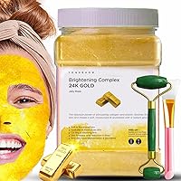 Jelly Face Mask for Facials - 24K Gold Hydrating, Brightening & Nourishing Jelly Mask with Free Jade Roller & Spatula | Professional Hydrojelly Masks | Vajacial Jelly Mask Powder | 23 Oz Jar Face Mask