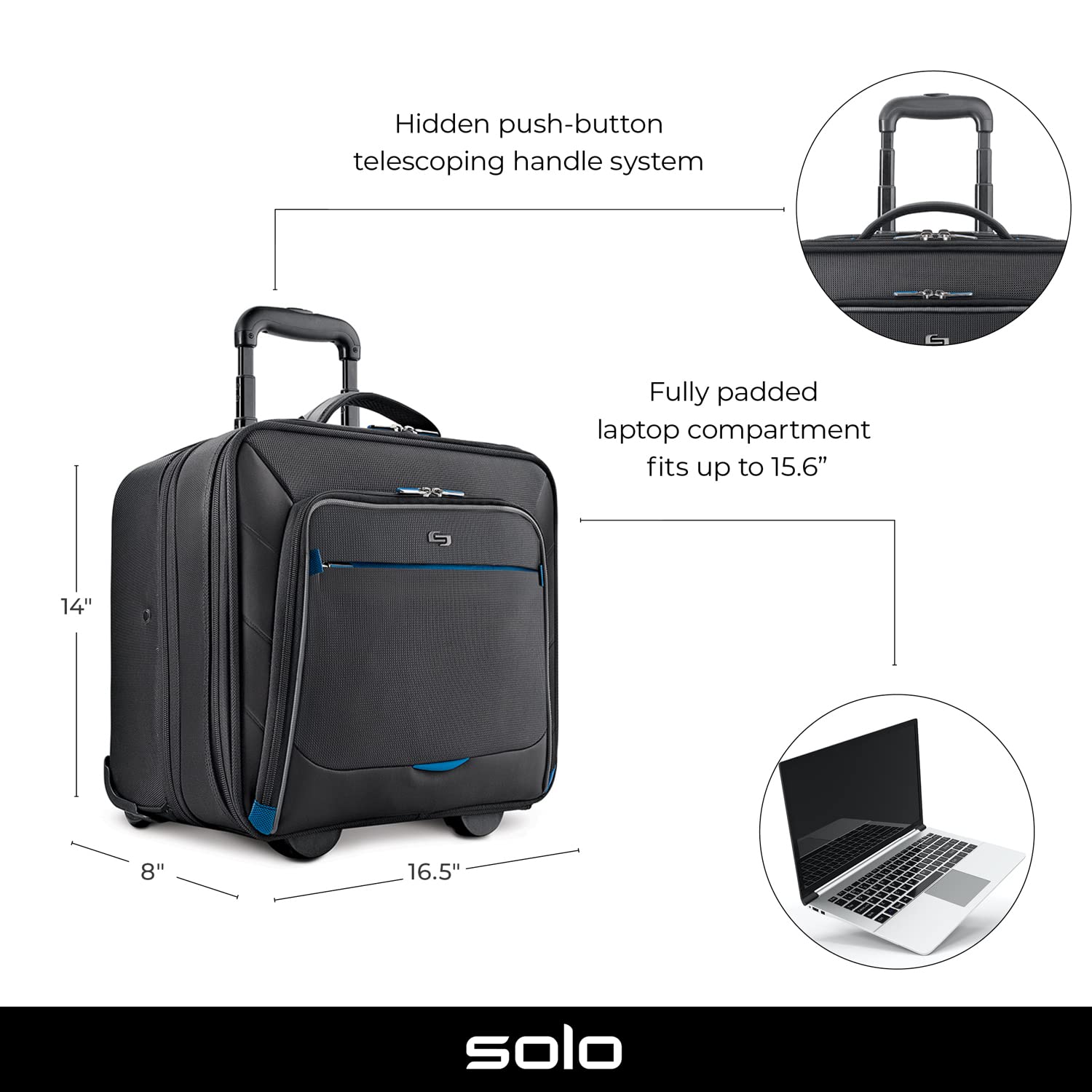 Solo New York Active Rolling Overnight Case, Black