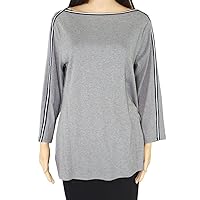 Charter Club Womens Athletic Trim Pullover Blouse, Grey, 0X